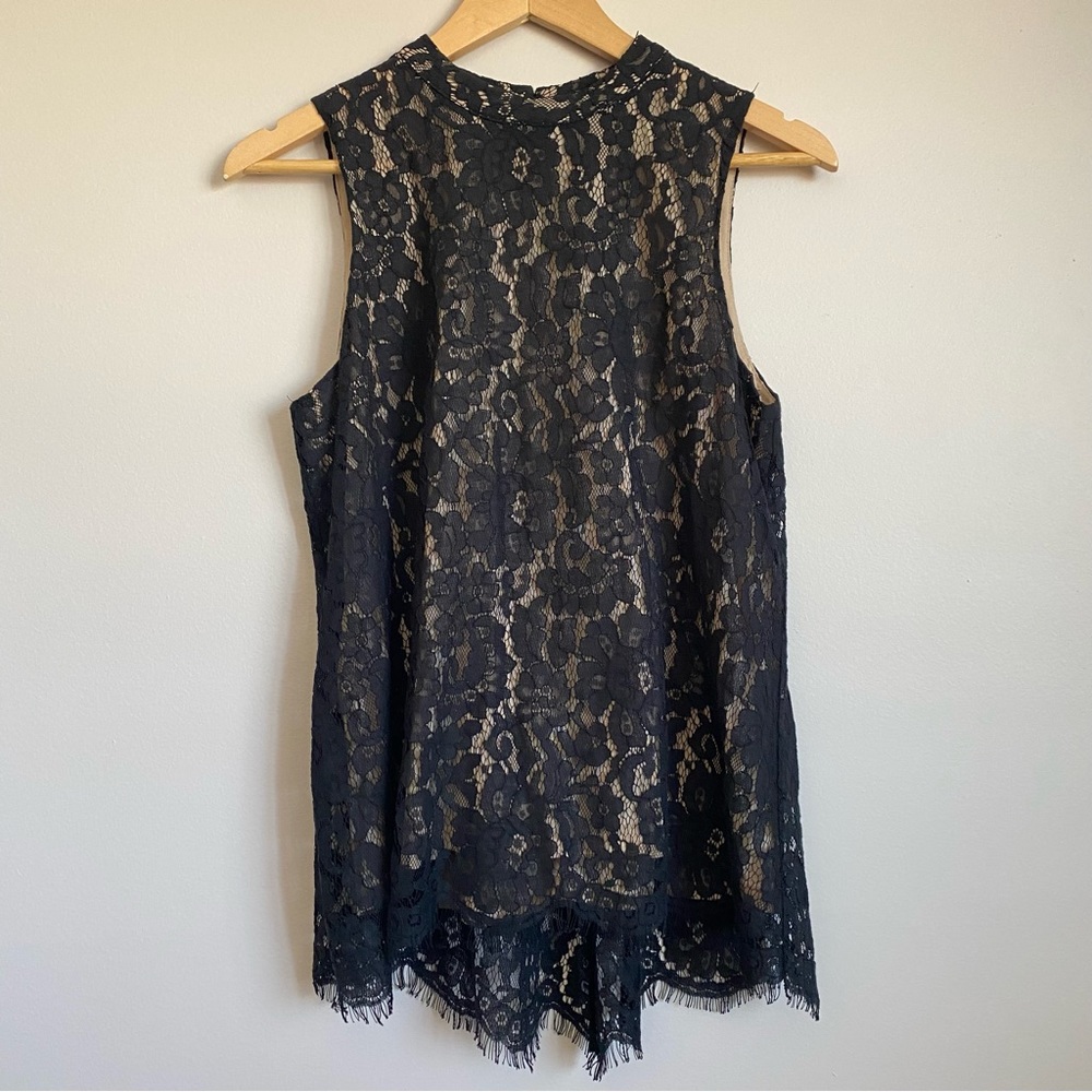 Rose + Olive. Lace tank top. Medium. Lace overlay with tan lining.